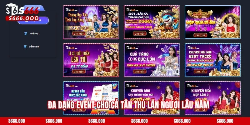 Đa dạng event cho cả tân thủ lẫn người lâu năm