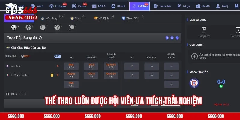 Thể thao luôn được hội viên ưa thích trải nghiệm